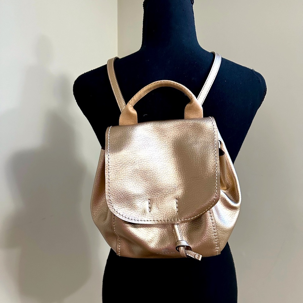 Metallic Gold Mini Backpack - Women's Fashion Backpack